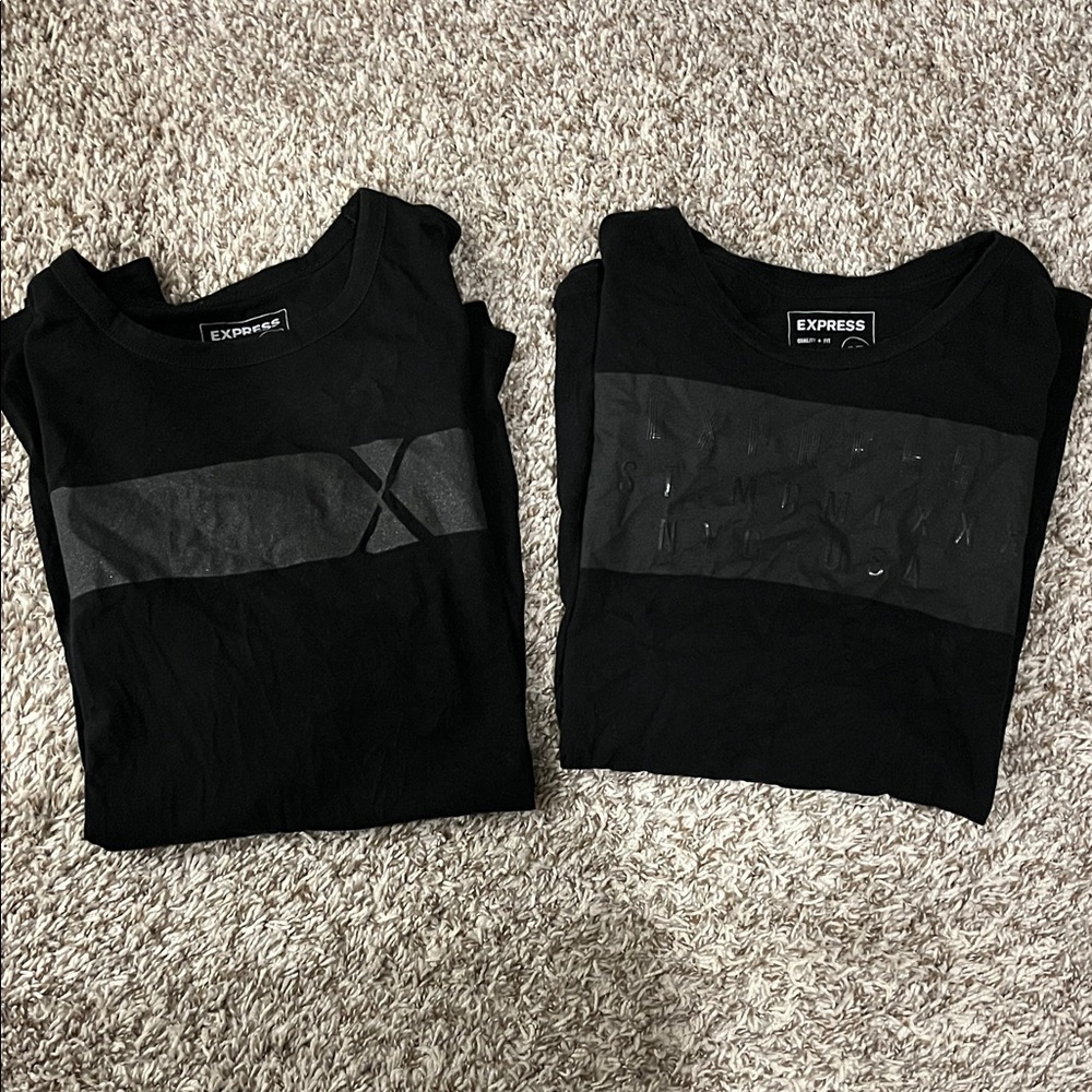 Express Black and Gray Graphic Tees